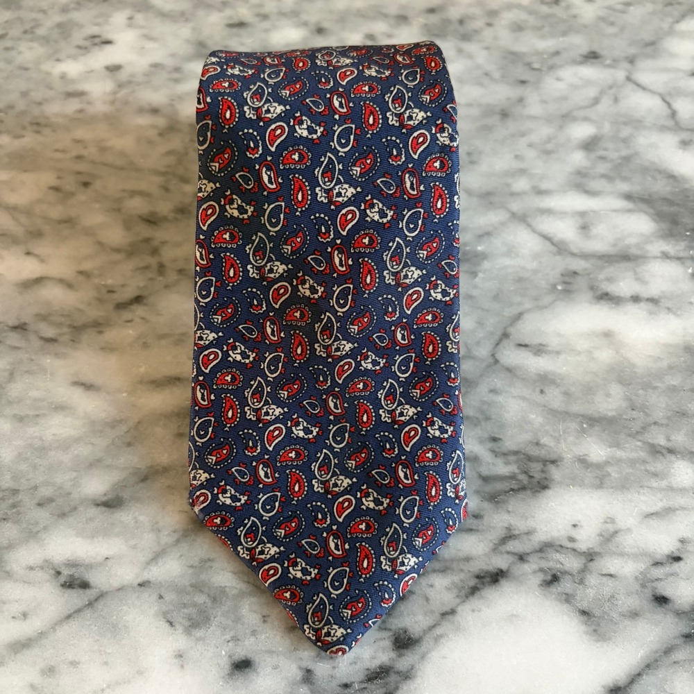 JOHN WEITZ Men's Paisley‎ Silk Necktie Blue Red White Formal Business Mens
